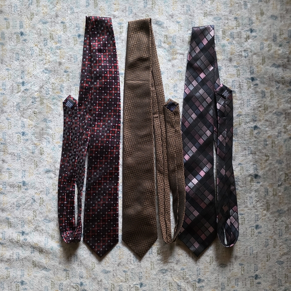 Geometric Silk & Polyester Ties - Set of 3 - Picture 1 of 13